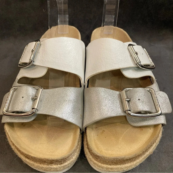 J SLIDES Sz 9 Leighton Leather Adjustable Buckle Closure Slip On Sandals - Picture 2 of 12
